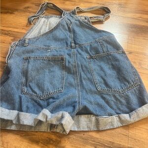 Denim Jean Shorts with Adjustable Straps
